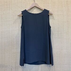 Eileen Fisher dark grey 100% silk Sleeveless Tunic